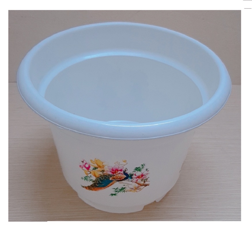 Combo 5 Châu Nhựa AB300 ĐM Bốn Mùa - Muông Thú, Hình Tròn Màu Trắng + 5 Khay  Lót Đế Chậu D270