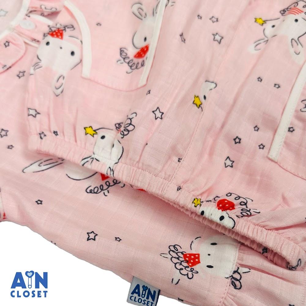 Bộ quần áo Dài bé gái họa tiết Thỏ Sao Hồng Xô sợi tre - AICDBG8VNDTG - AIN Closet