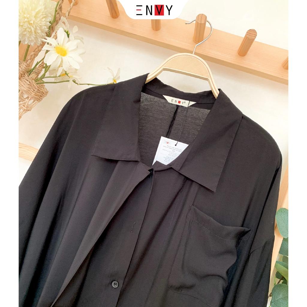 Áo sơ mi tơ dáng suông ENVY S177 khuy nút kiểu