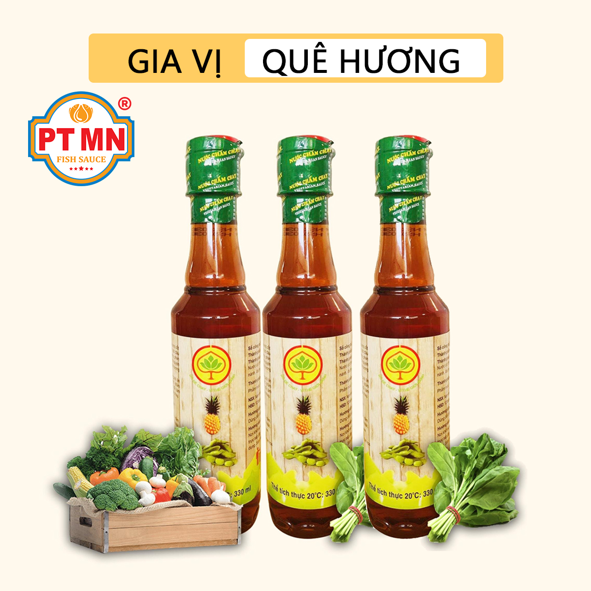 Nước mắm chay Bồ Đề từ quả thơm 330ml combo 3 chai (chai nhựa)