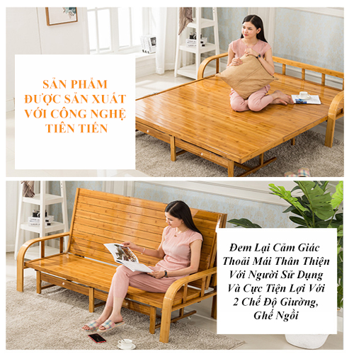 Ghế Giường Sofa Tre Nguyên Liệu 100% Từ Thiên Nhiên Saiện Lợi 1m2