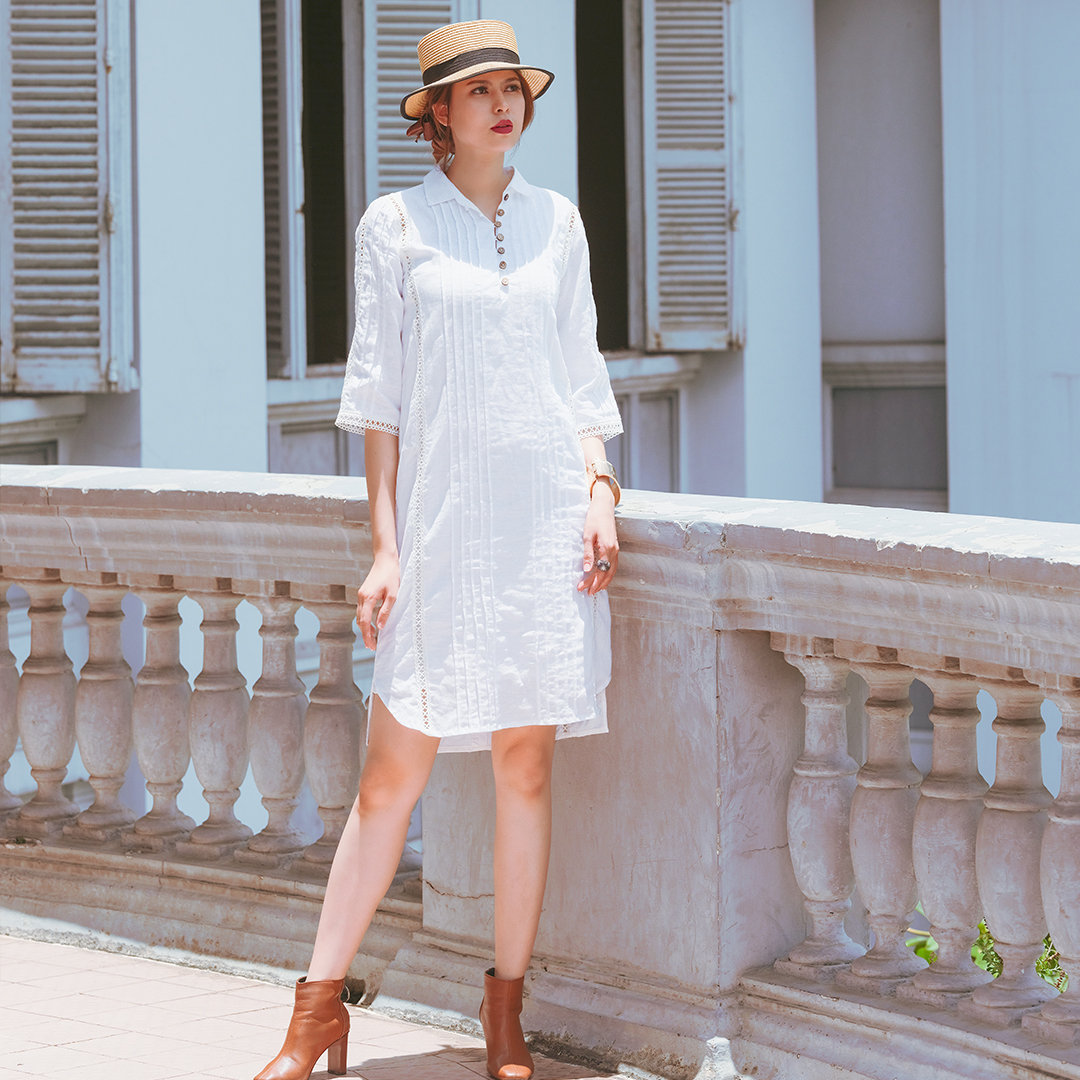 Đầm Linen Suông Đầm Kiểu Đẹp Thời trang thiết kế Hity DRE135