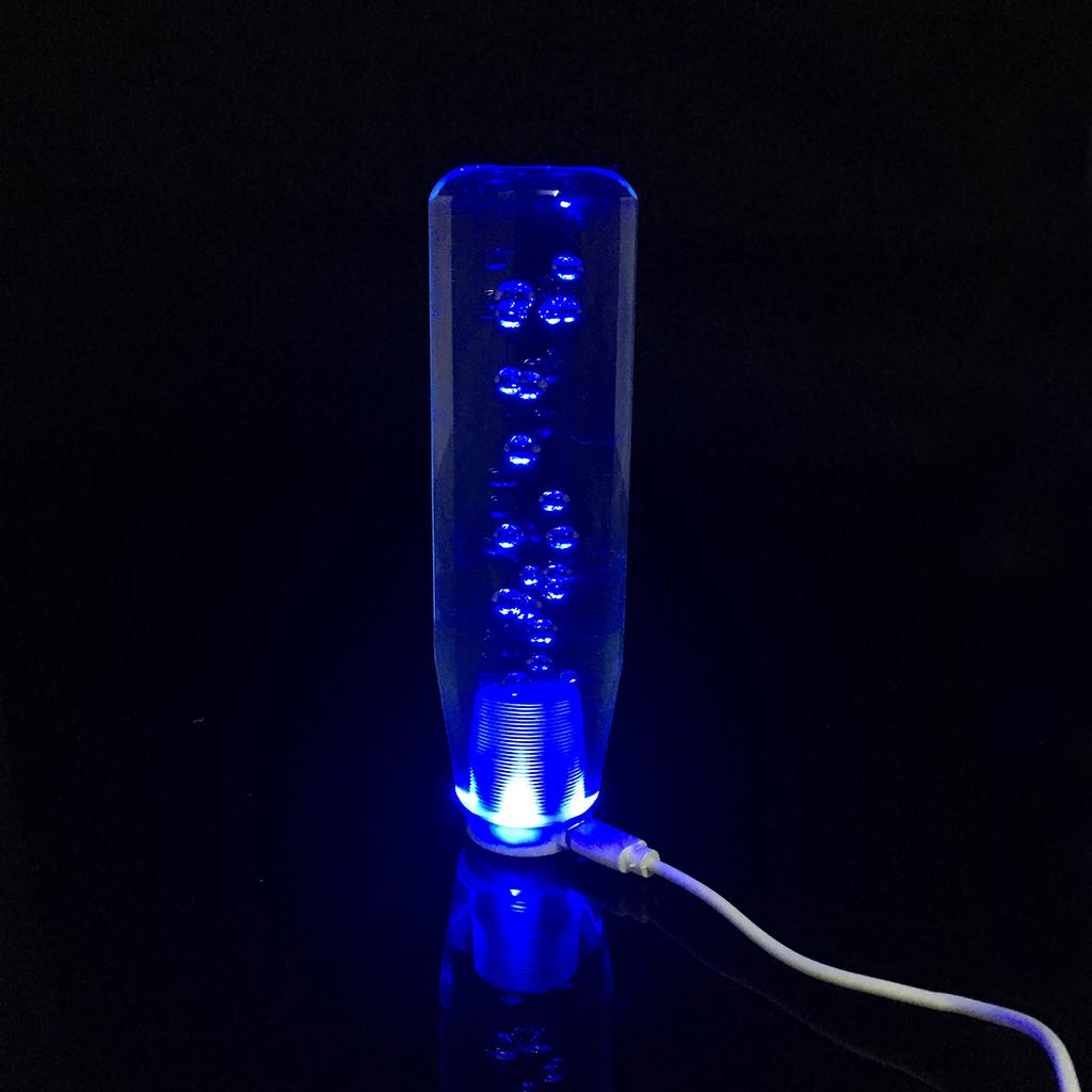 Universal Car Blue LED Gear Shift Lever Knob Head Shifter Crystal Bubble 15cm Clear
