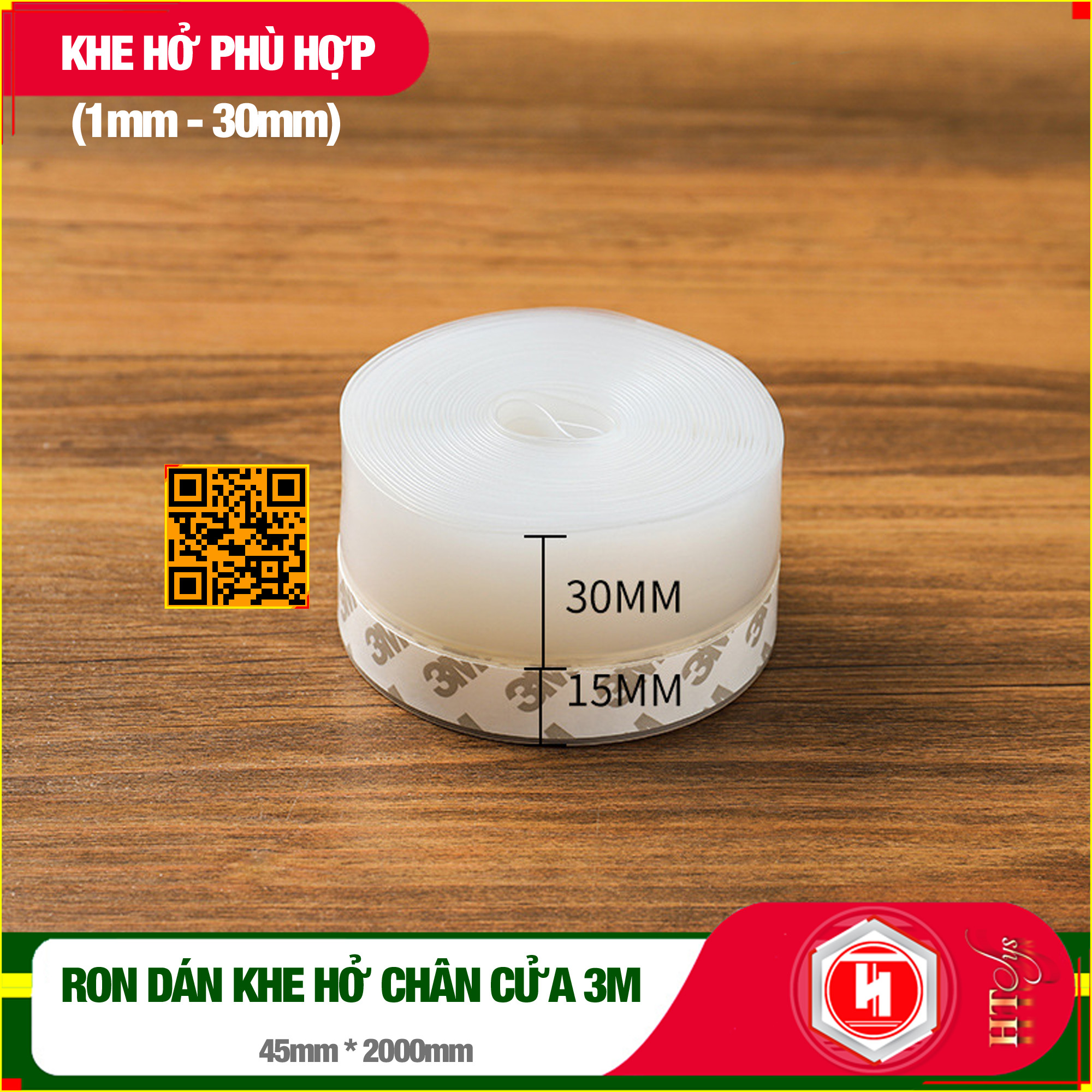 Cuộn Ron Dán Che Khe Cửa,Chân Cửa HT SYS - Lớp Keo Dán 3M Chống Nước - Chống Gió Lùa - Chống Ồn - Bụi Bẩn - Ngăn Côn Trùng - Cuộn 25mm/35mm/45mm Dài 2 Mét