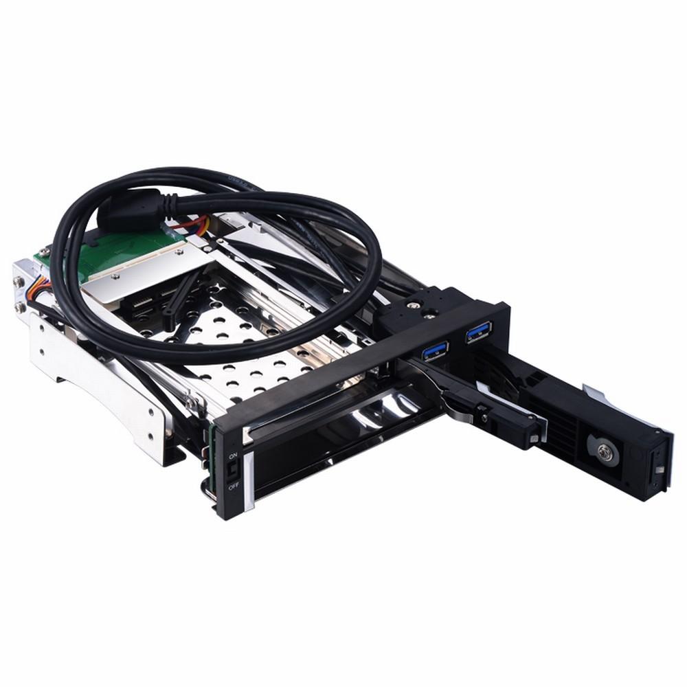 Internal Dual Slot Hard Disk Case 2.5+3.5 inch SATA HDD/SSD Enclosure Tool-free Design with 2 USB3.0 Ports Safety Locks