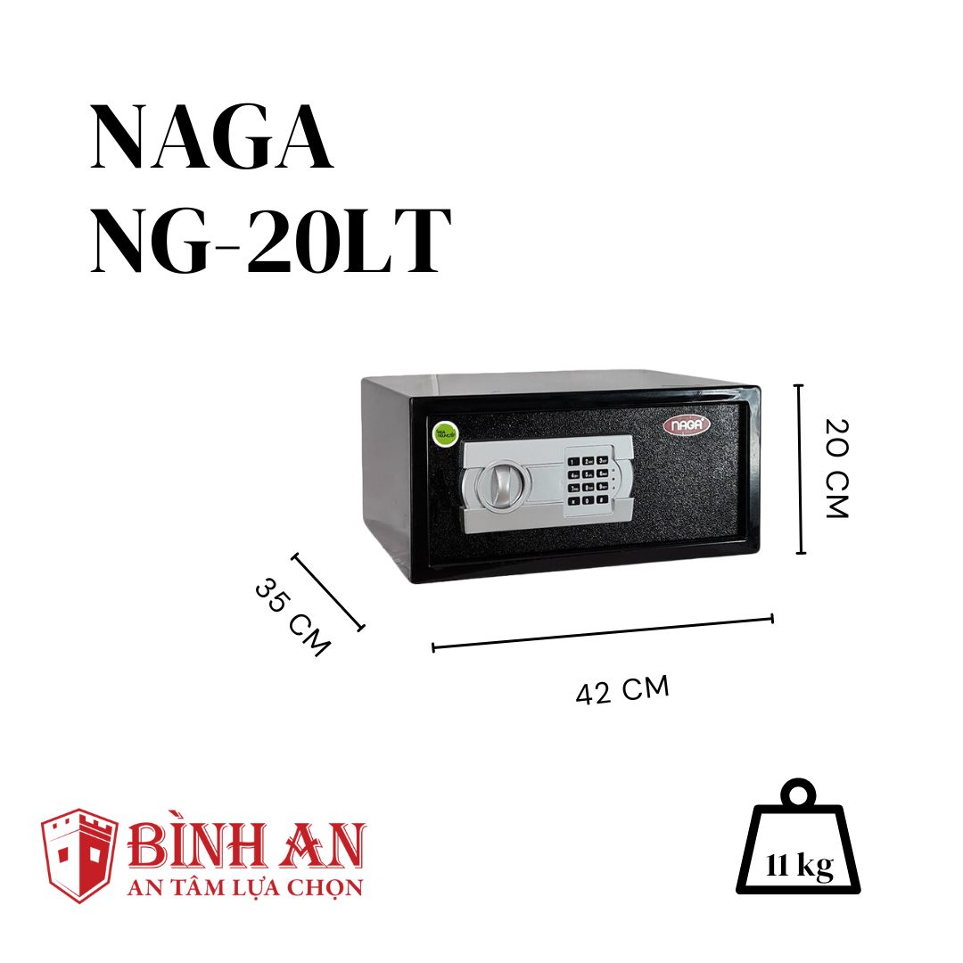Két Sắt Mini NAGA NG-20LT (11kg) Cho Gia Đình, Khách Sạn Nhỏ Gọn Chống Trộm Khoá Điện Tử