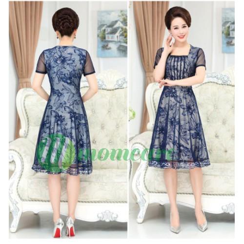 Đầm trung niên cao cấp V10 - Váy nữ lớn tuổi trung tuổi dự tiệc dạ hội sang trọng cho mẹ - Thời trang đẹp U40 U50