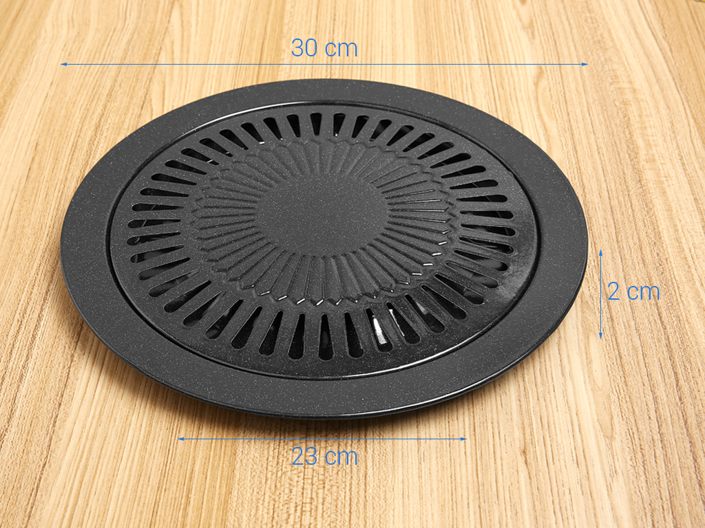 Vỉ nướng tráng men chống dính 30cm Fujishi, Có khay hứng dầu mỡ - Hàng chính hãng