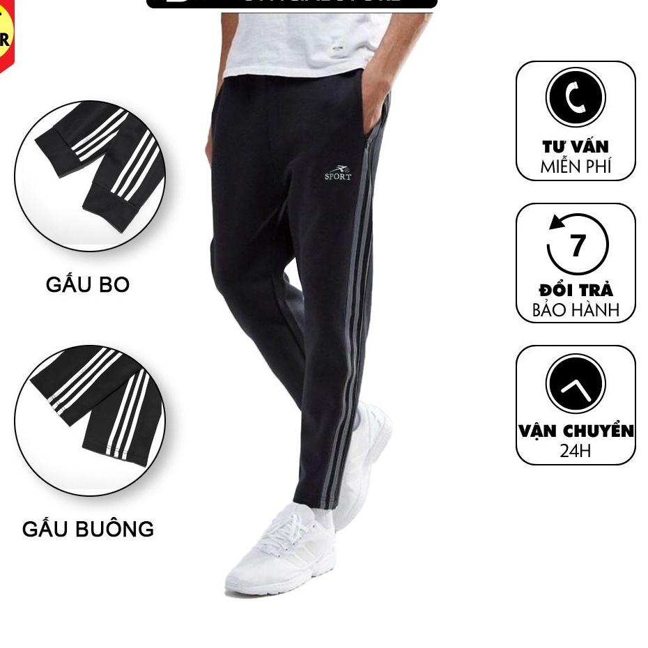 Quần 3 sọc nam - quần thể dục học sinh có dây rút, khóa túi, dáng trẻ, thể thao