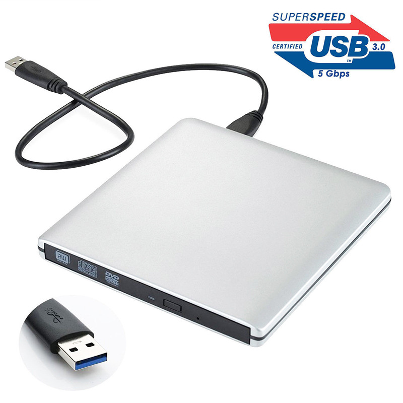 Ổ đĩa quang CD/DVD-RW cắm ngoài USB 3.0, Type-C cho PC, Macbook, Laptop, Đọc tốc độ Cao