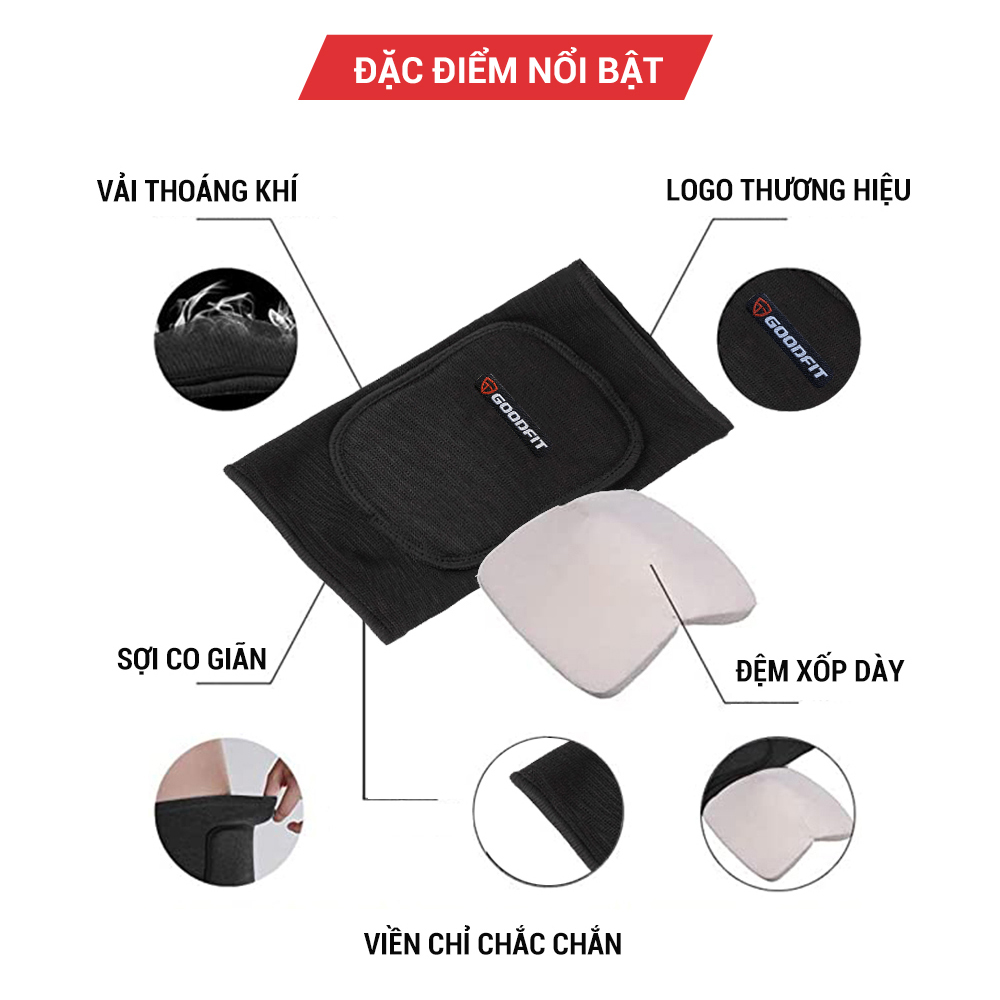 Bó gối thể thao, băng đầu gối GoodFit đệm xốp dày dặn, co giãn 4 chiều GF517K