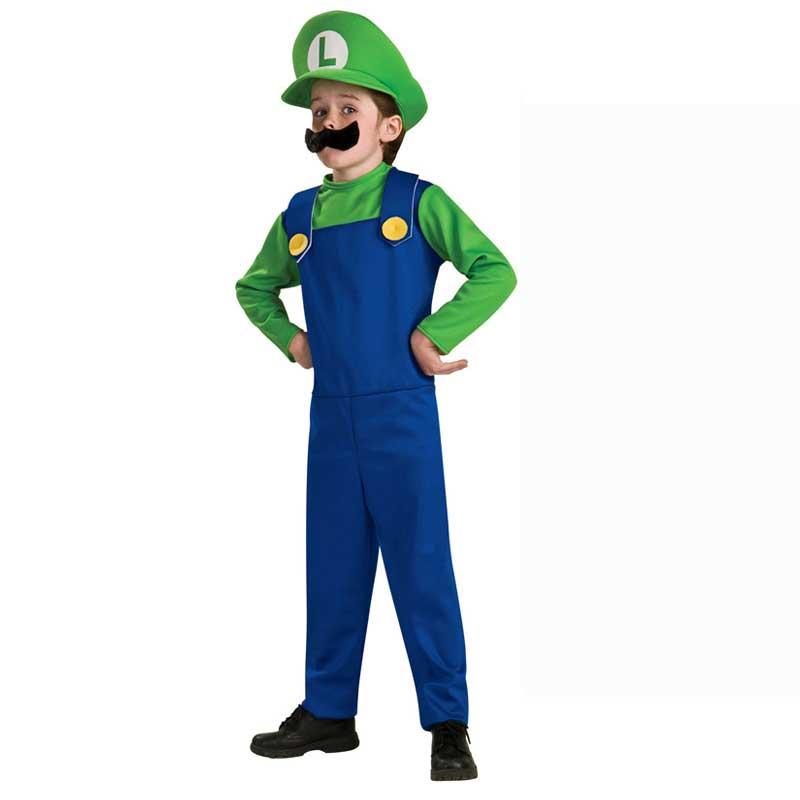 Người Lớn Trẻ Em Trang Phục Hóa Trang Trẻ Em Cosplay Anh Em Siêu Luigi Trang Phục Halloween Cosplay Nón Râu Phù Hợp Với