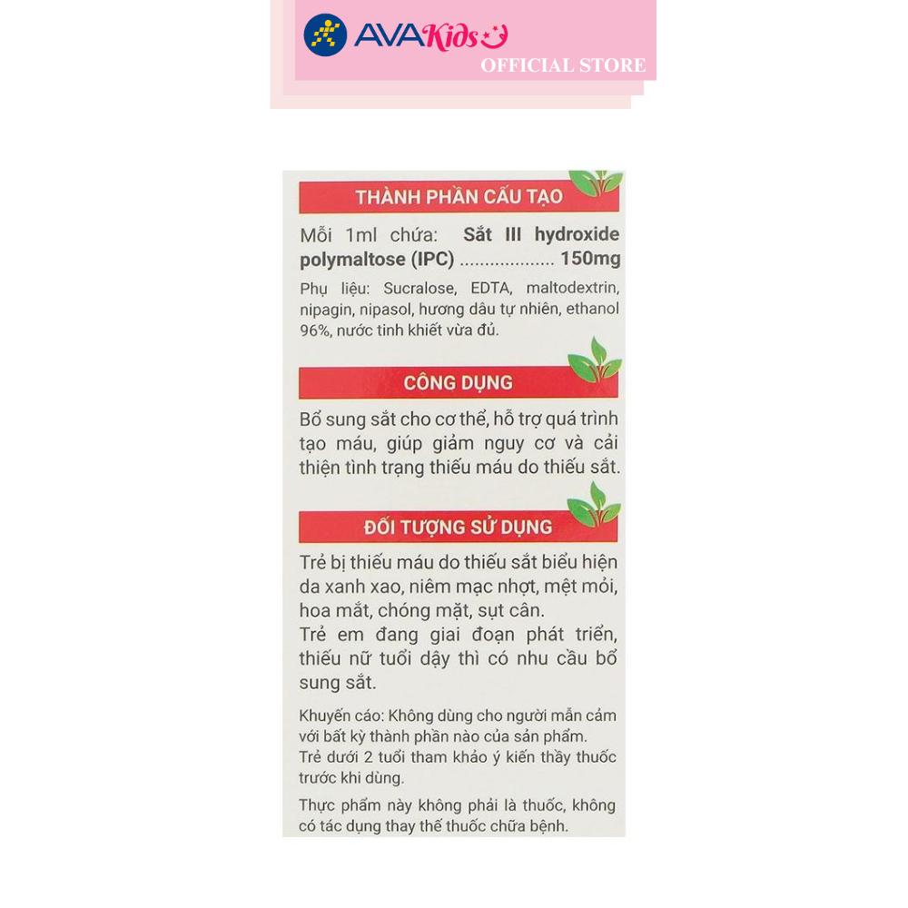 Siro Avisure Safoli bổ sung sắt, hỗ trợ tạo máu 20 ml (từ 0 tháng)