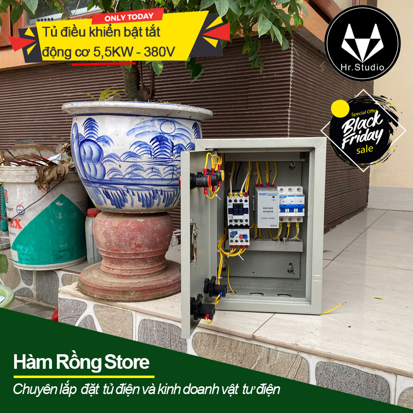 Tủ điều khiển 5.5kw chống mất pha, quá tải và đảo pha cho động cơ điện 3 pha