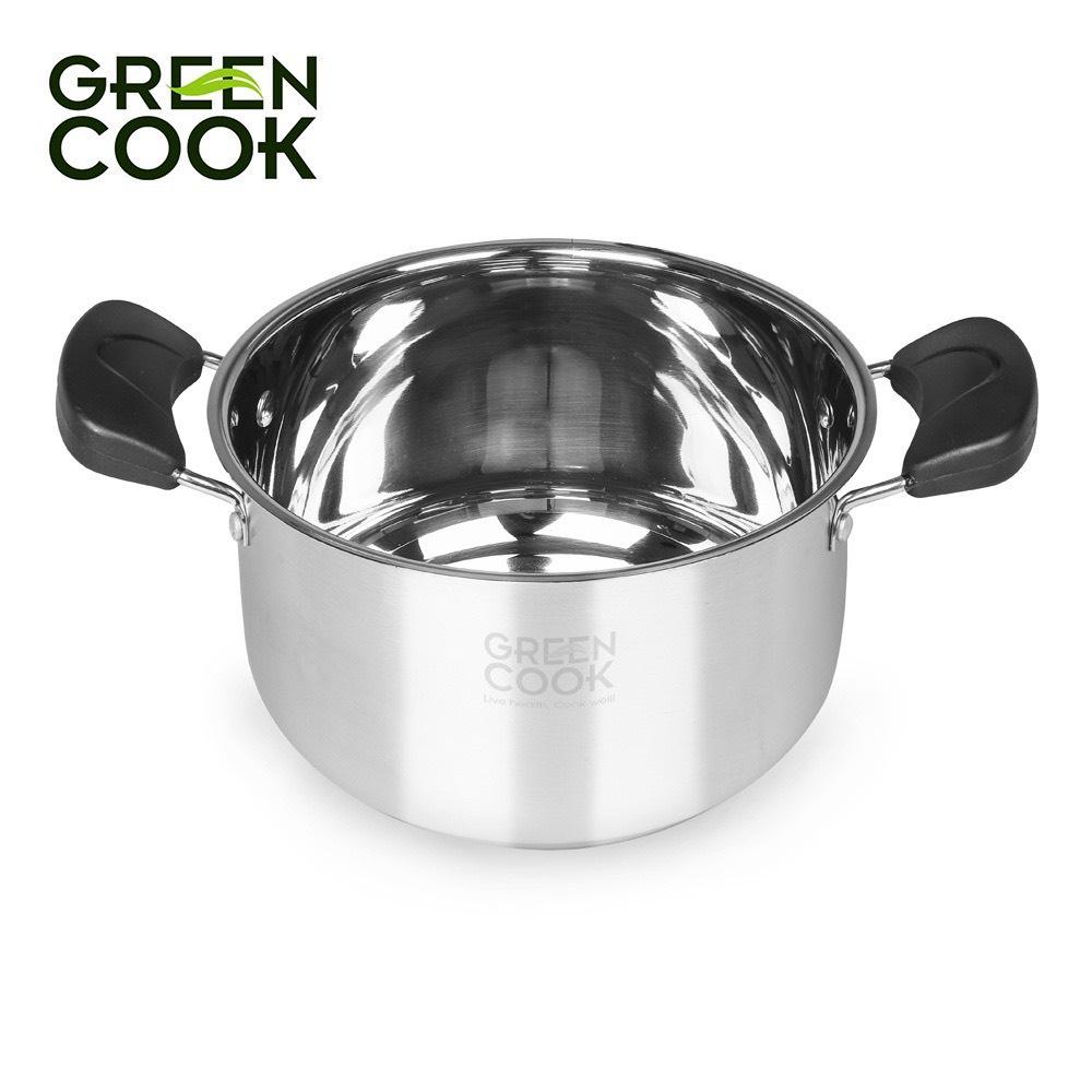 Bộ nồi inox 3 đáy Green Cook GCS08-T1 gồm 3 món sử dụng được trên bếp từ -Hàng chính hãng