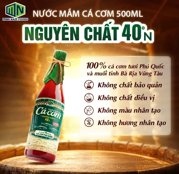 [MỚI - NGUYÊN CHẤT 100%] Nước mắm Cá Cơm Nguyên Chất Minh Nam Foods 40 Độ Đạm 500ML