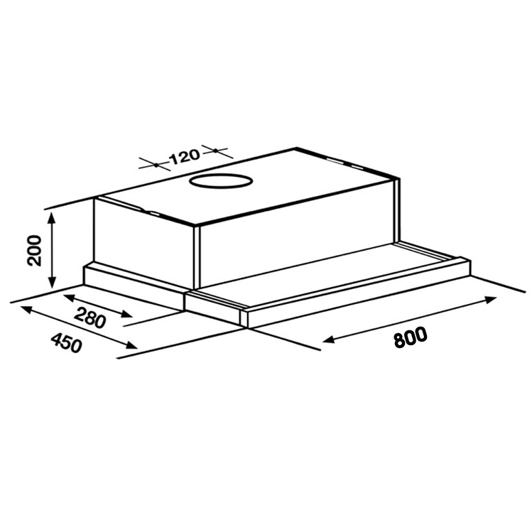 Máy hút khói khử mùi bếp âm tủ 8 tấc Kaff KF-TL800 - Hàng chính hãng