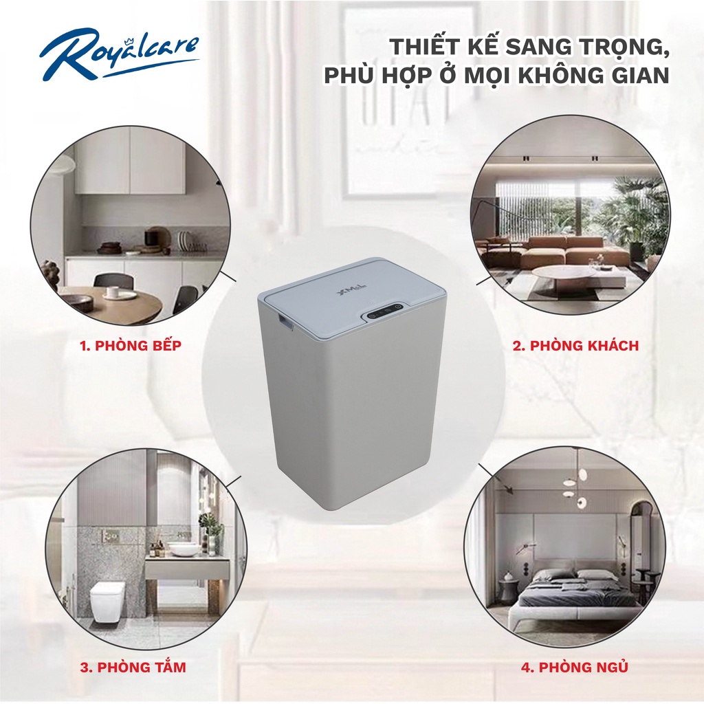 Thùng rác thông minh cảm ứng tự động Royal Care FH-2 chống nước, phong cách Hàn Quốc