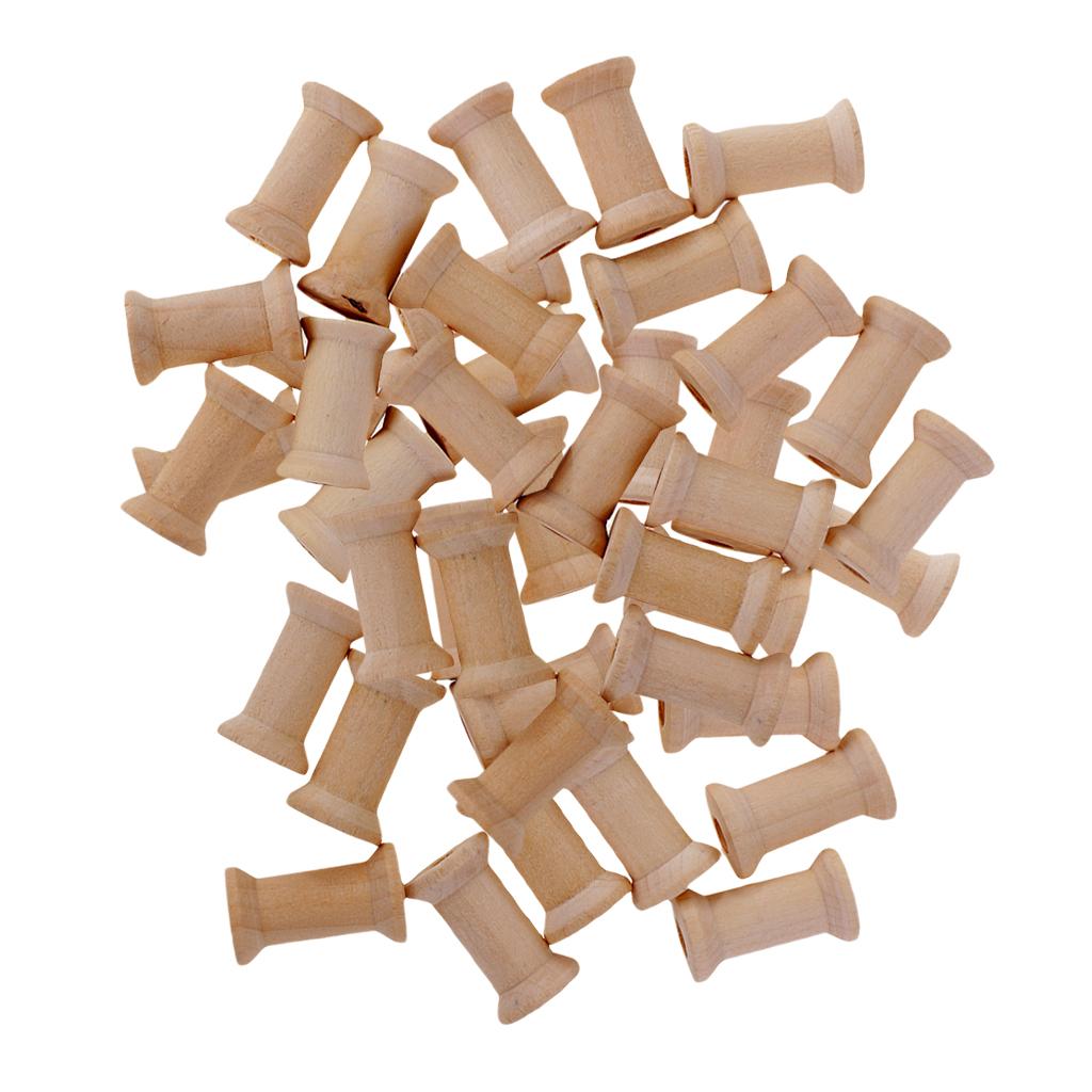 50 Gói Gỗ Cuộn-Chưa Hoàn Thành Bằng Gỗ Cuộn-Đường Chỉ May Lớp Viền Dây Dây Đường Chỉ May Chỉ Tổ Chức 27X16 Mm