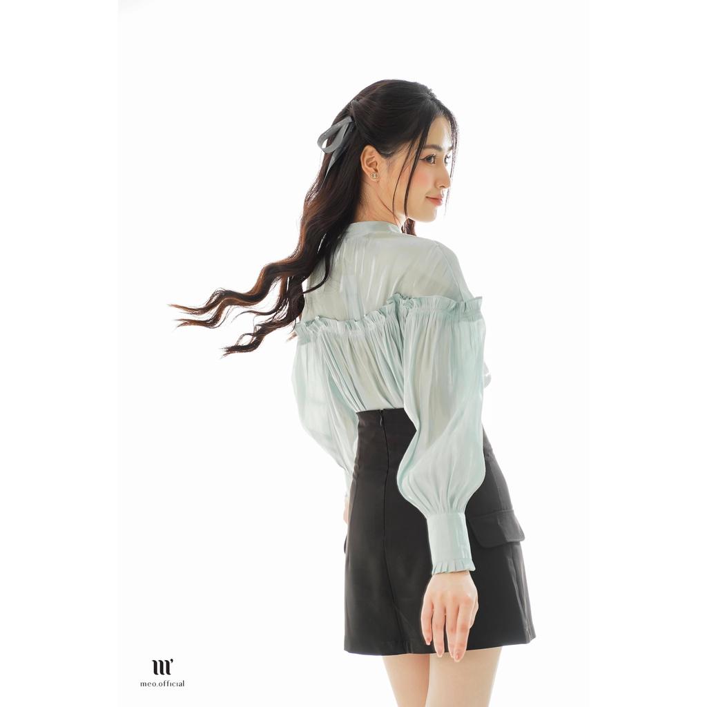 Áo kiểu nữ Méo shop dài tay bồng hoạ tiết phong cách Hàn quốc Swiss