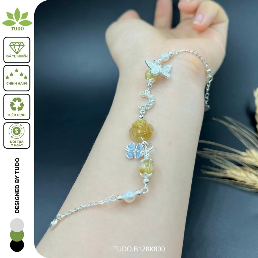 Vòng Tay Nữ Đẹp - Vòng Phong Thủy Mệnh Kim Thổ Thủy TUDO B128K800 VCBTATV Charm Hồ Ly CDTATV, Mặt Trăng