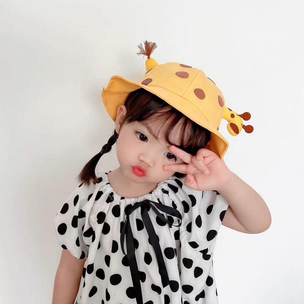 Mũ nón vải rộng vành hình chú hươu cao cổ 4D siêu đẹp cho bé trai bé gái