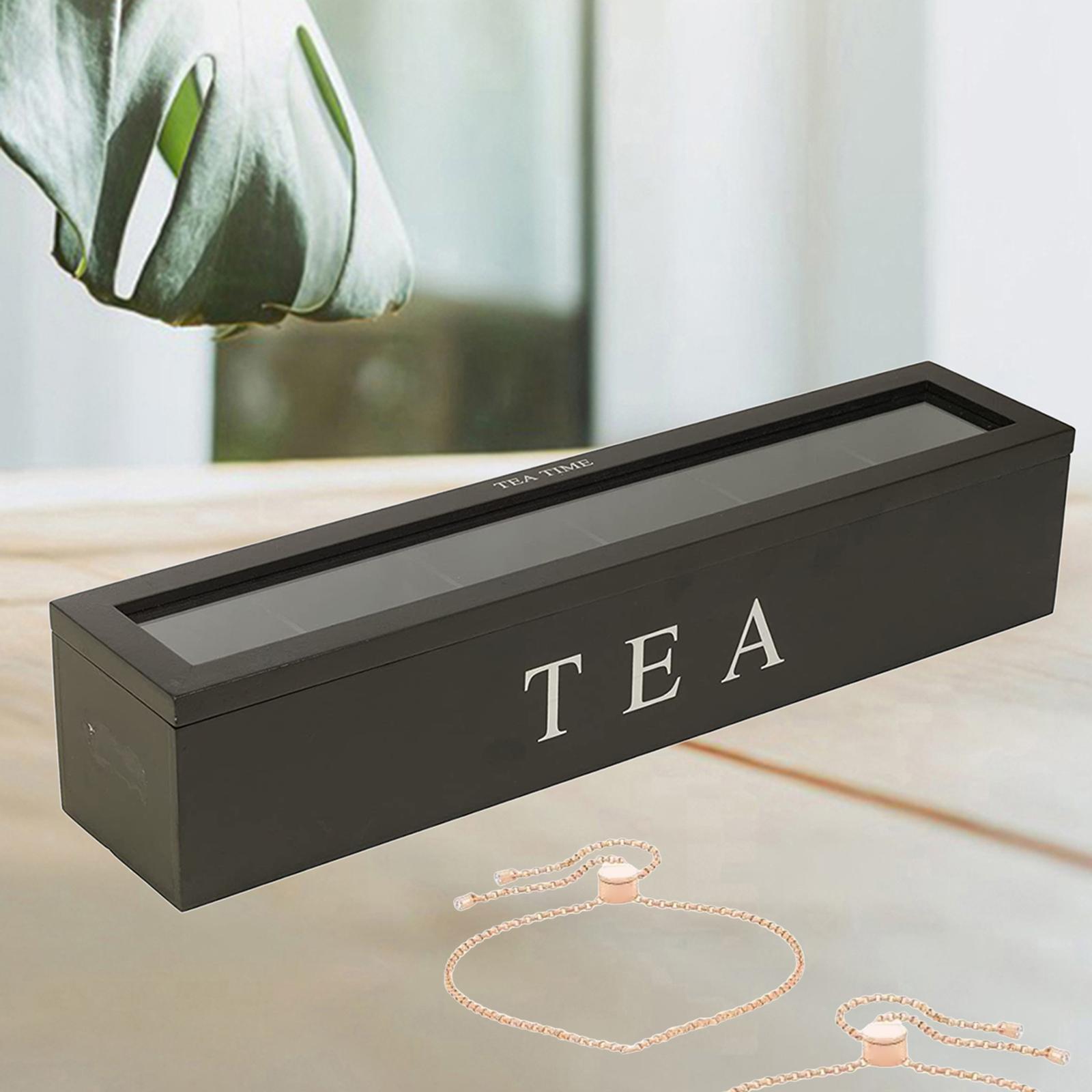 3X Tea Box with Lid Coffee Bag Storage Holder &amp; 6 Compartment Kitchen Organizer
