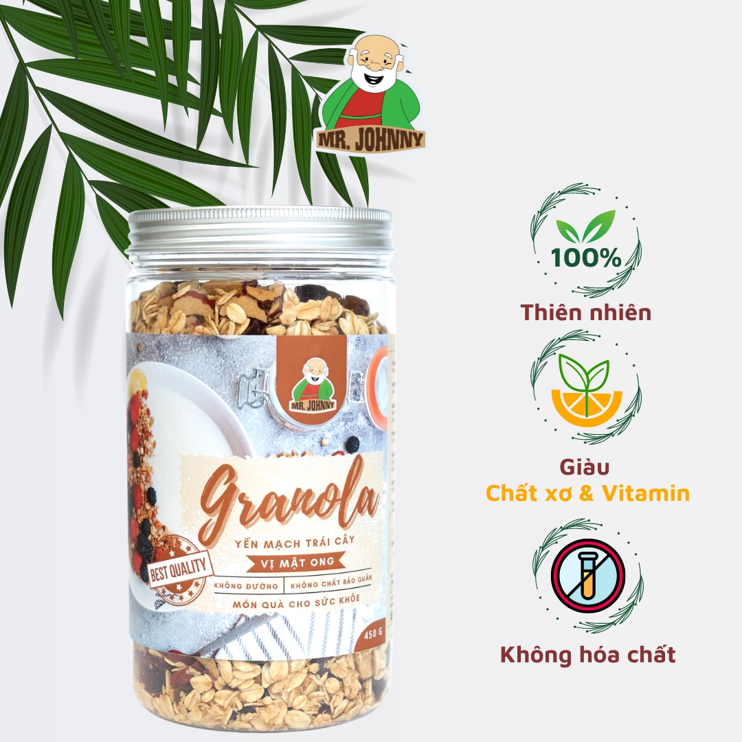 Granola Yến Mạch Trái Cây Hộp 450g, Thực Phẩm Ăn Kiệng Cho Người Giảm Cân, Cho Mẹ Bầu