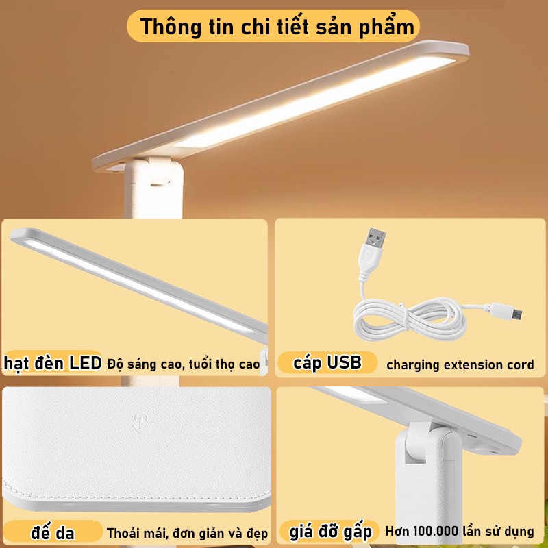 Đèn LED, Đèn Học Để Bàn Chống Cận Gấp Gọn, Nút Cảm Ứng, Hỗ Trợ Đọc Sách, Học Bài Và Làm Việc- Hàng Chính Hãng