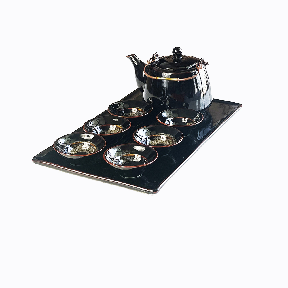 Bộ ấm chén chiết yêu men cánh gián cao cấp - Bộ ấm gốm sứ Bát Trang - Bộ ấm trà cao cấp