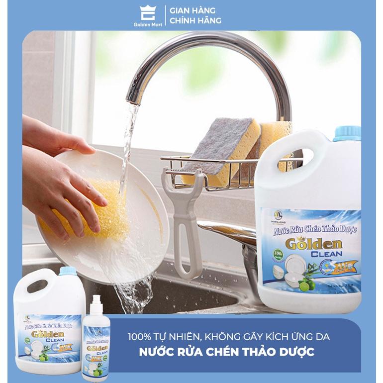 Nước rửa chén thảo dược GOLDEN CLEAN 100% thiên nhiên sạch bát đĩa, bảo vệ da tay, sạch môi trường - Golden Mart