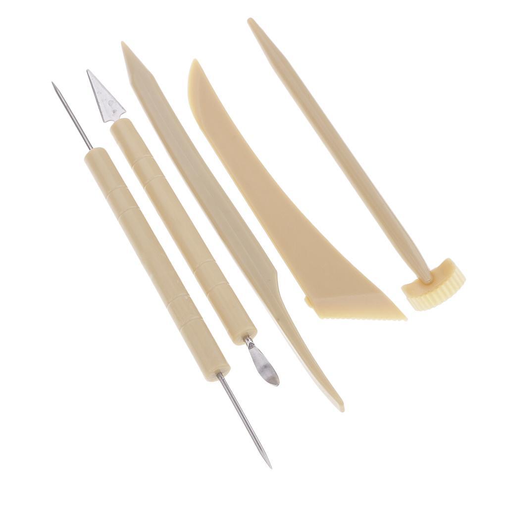 5 Pieces Carving Clay Sculpting Hand Tools Modeling Sculpting Tool Plastic Handle Pottery Carving Tool Set Silicone Rubber Shapers Polymer Modeling