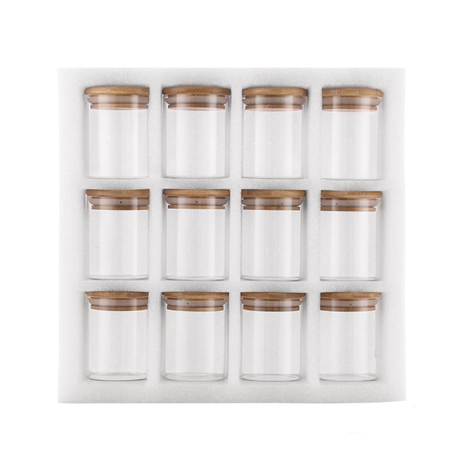12Pcs Storage Jar with Bamboo Lid Organizer Food Storage Jar for Candy
