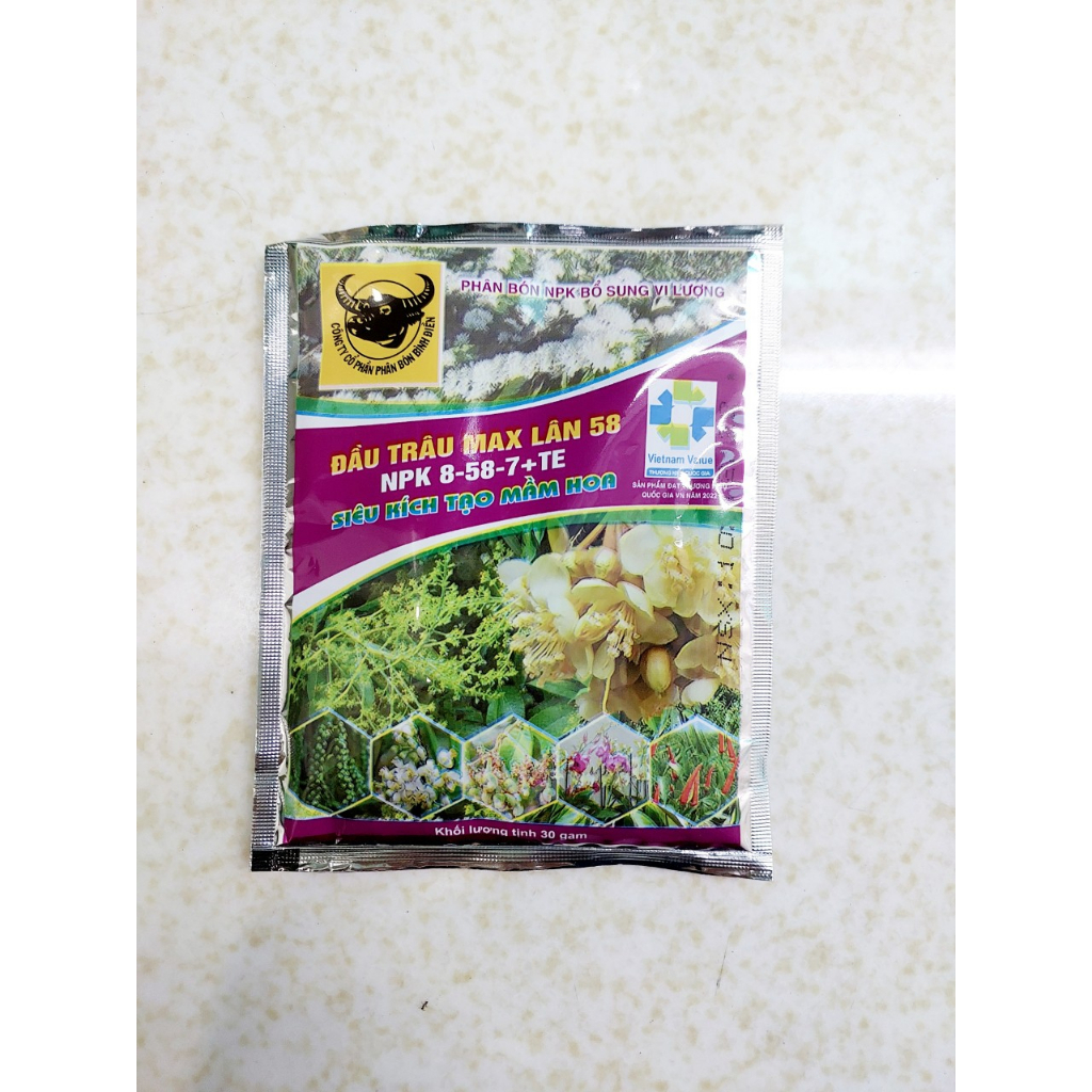 Phân bón lá đầu trâu Max lân 8 58 7+ TE gói 30g