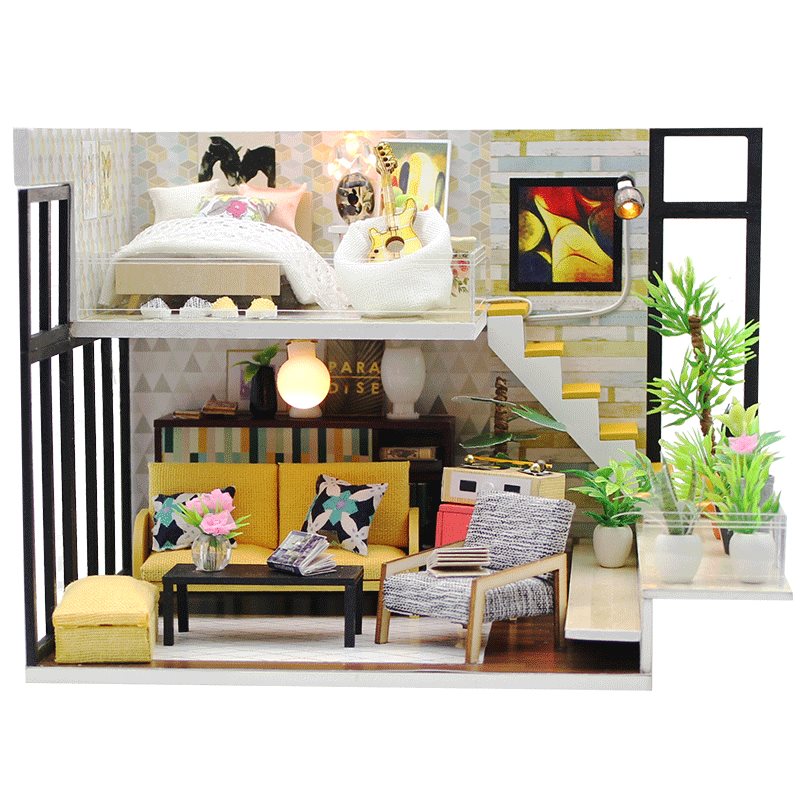 Mô hình nhà DIY Doll House Ice Cynthia is Holiday Kèm đèn LED và Mica chống bụi