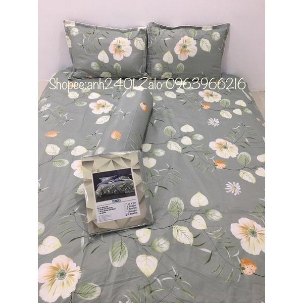 Drap tencel cao cấp chính hãng bộ chăn ga 5 món ÔM DÂY KHOÁ nệm 5-27p