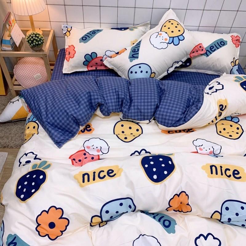 Set Cotton Poly Hàng Nhập khẩu 4 Món Dâu Tây
