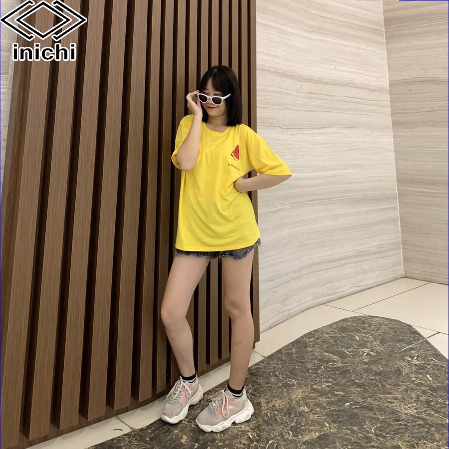 Áo thun unisex INICHI tay lỡ form rộng hot trend in hình dưa hấu - IC638 màu hồng