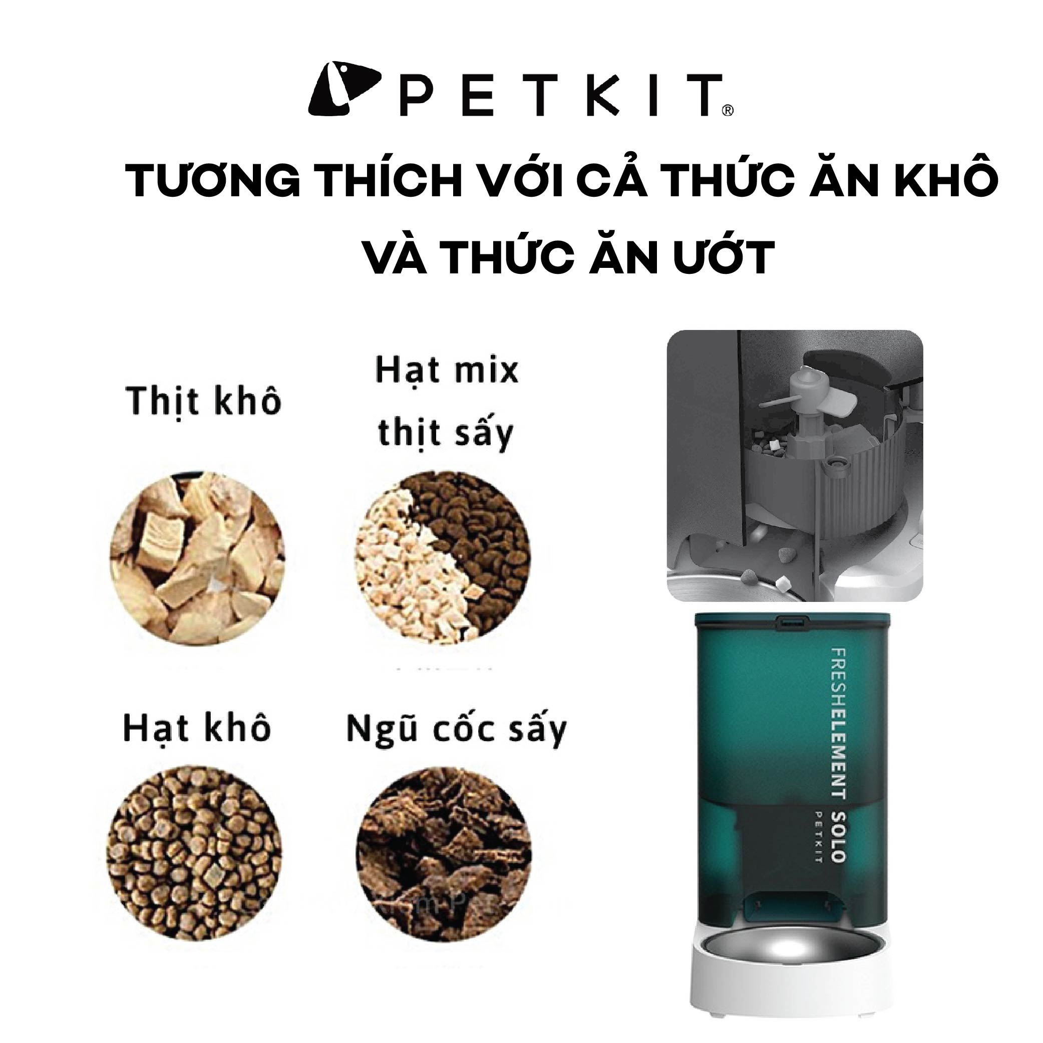 Máy Cho Ăn Tự Động, Máy Nhả Hạt Cho Mèo PETKIT FRESH ELEMENT SOLO - Máy cho ăn thông minh Petkit Solo