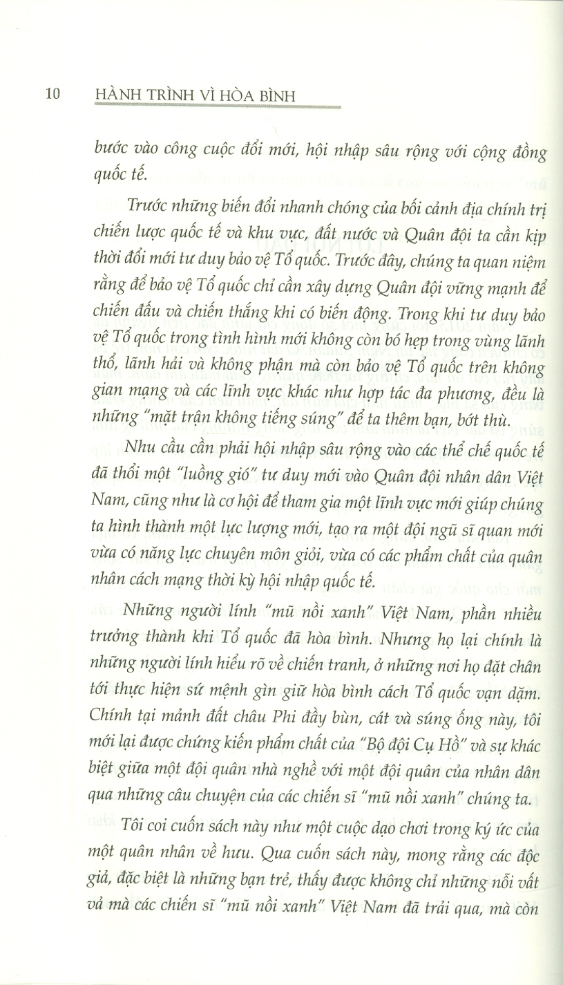 Sách Hành Trình Vì Hòa Bình (Hồi ức) - Nguyễn Chí Vịnh
