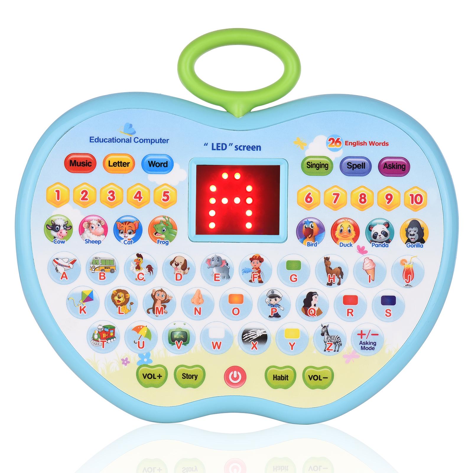 Early Educational Toy Learning Tablet Toddler Computer Toy with LED Screen Display 8 Learning Modes Gift for Age 3-6