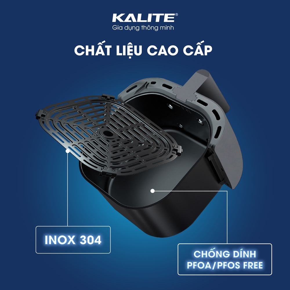 Nồi Chiên Hơi Nước Kiêm Hấp KALITE STEAM 7 Tiêu Chuẩn Châu Âu Dung Tích 7 Lít Công Suất 1700 W - Hàng Chính Hãng