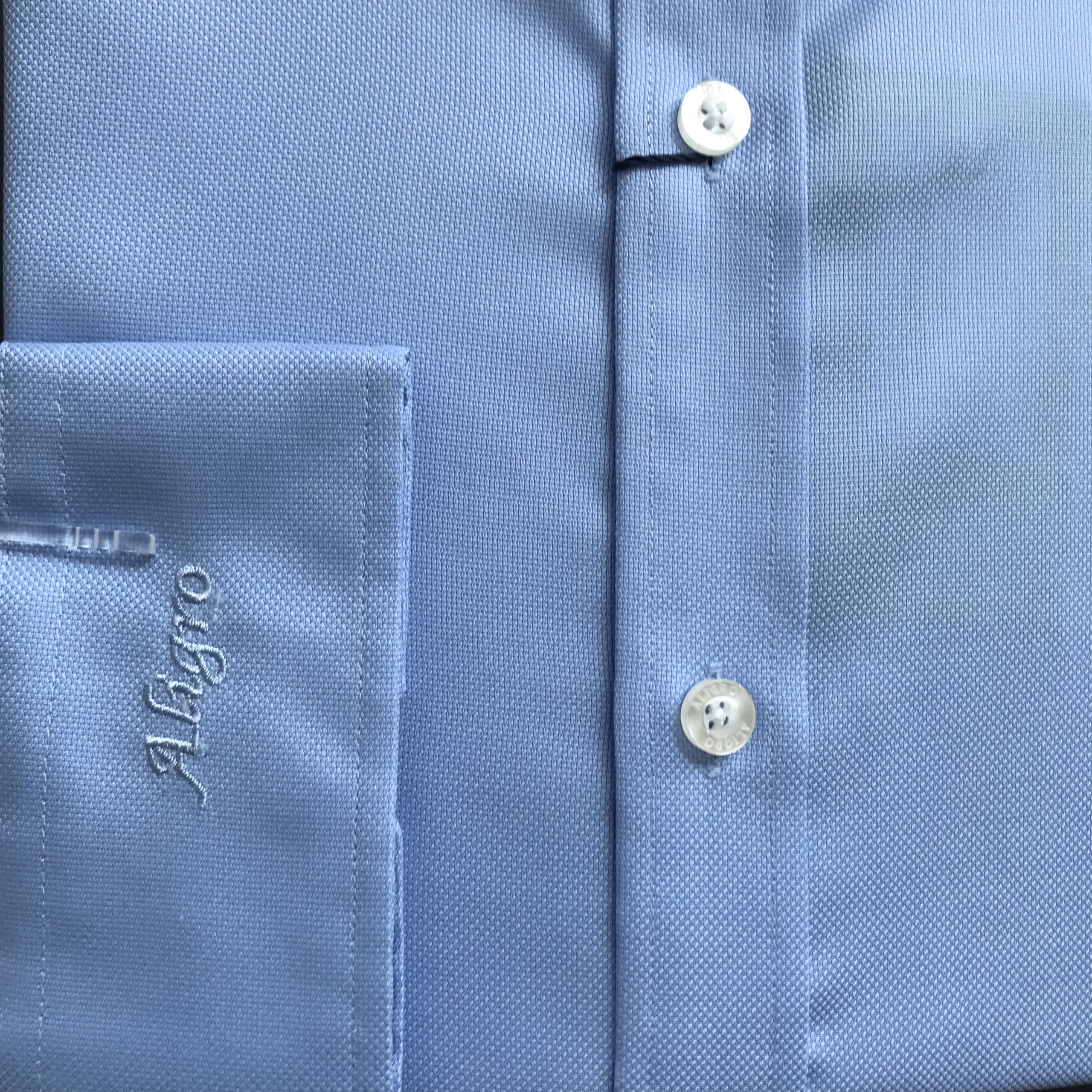 Áo sơ mi nam dài tay ALIGRO cổ bẻ dáng ôm body 100% chất cotton xanh nhạt ALGS197