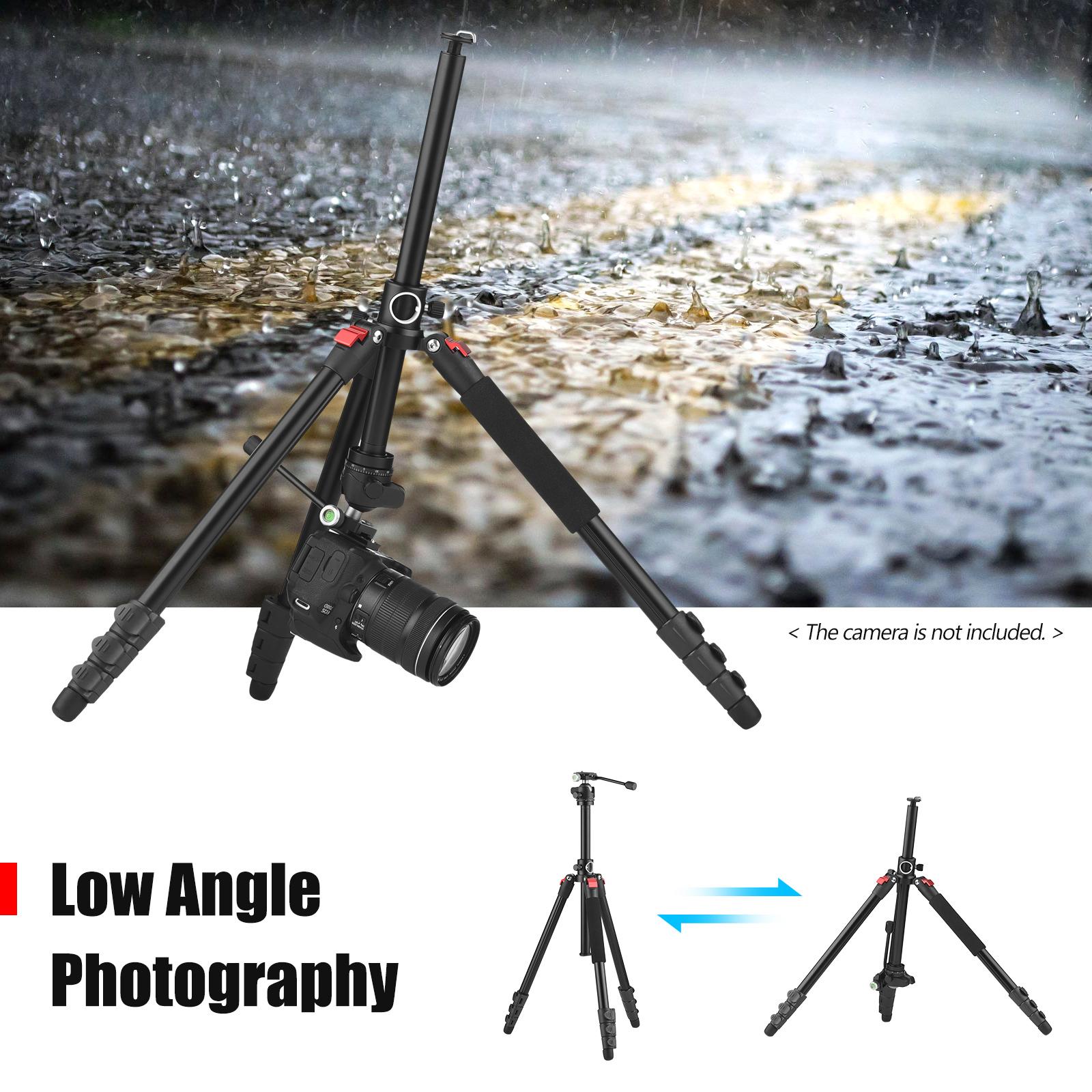 Photography Tripod for Camera 170cm Horizontal Tripod Stand Aluminum Alloy 360° Rotatable Ball Head 10kg Load Capacity