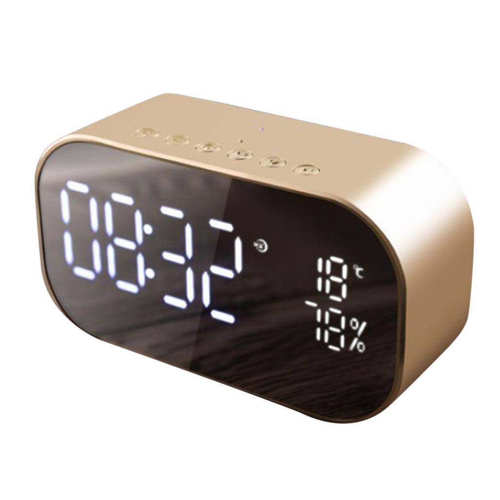Wireless LED Mirror Surface Bluetooth Alarm Clock Speaker Table Clock for Home Office Decoration
