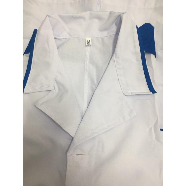 Bộ quần áo Blouse điều dưỡng nam nữ có viền xanh cho thực tập sinh - áo điều dưỡng, y tá có cầu vai xanh