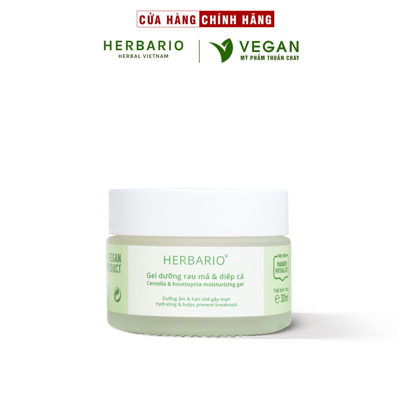Gel dưỡng rau má &amp; diếp cá Herbario 30ml thuần chay