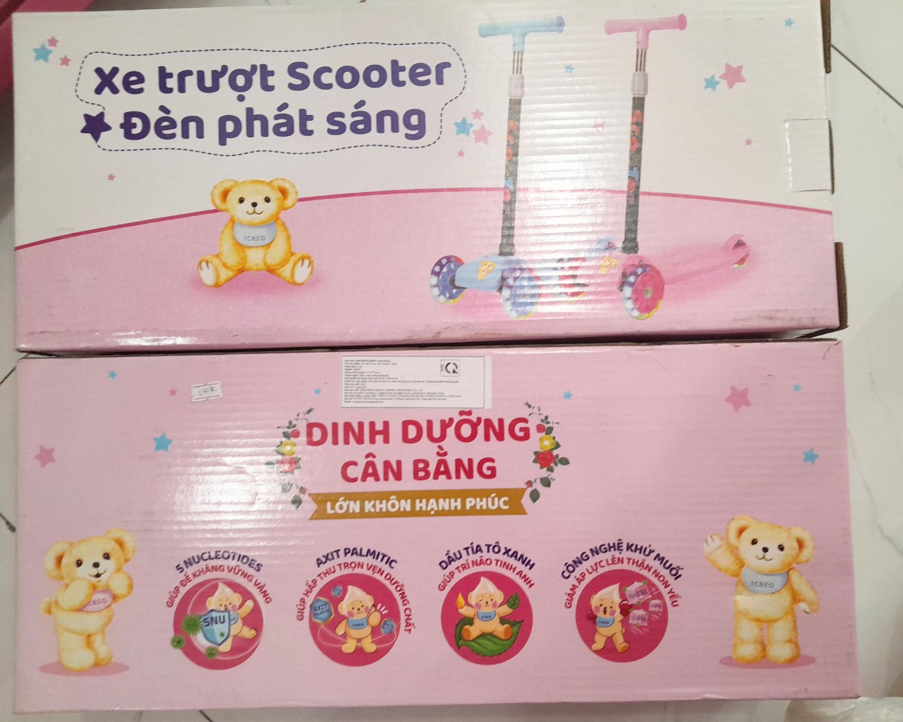 Xe trượt Scooter cho bé có đèn led phát sáng khi trượt có gấp gọn tăng giả chiều cao phanh chân an toàn