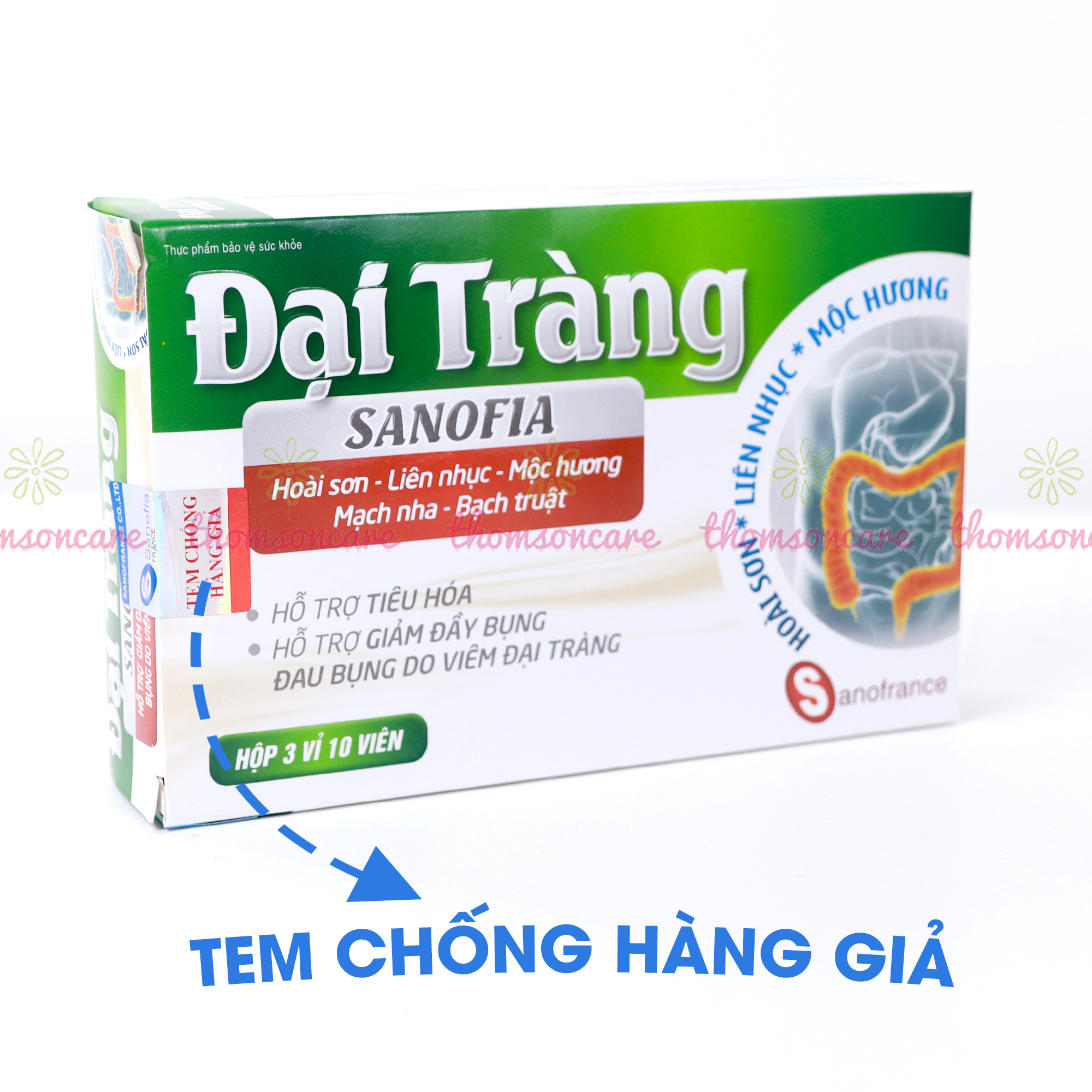 Đại tràng sanofia - Hỗ trợ tiêu hóa, giảm đầy bụng, ăn uống khó tiêu, cân bằng đường ruột từ thảo dược - Hộp 30 viên Thomsoncare