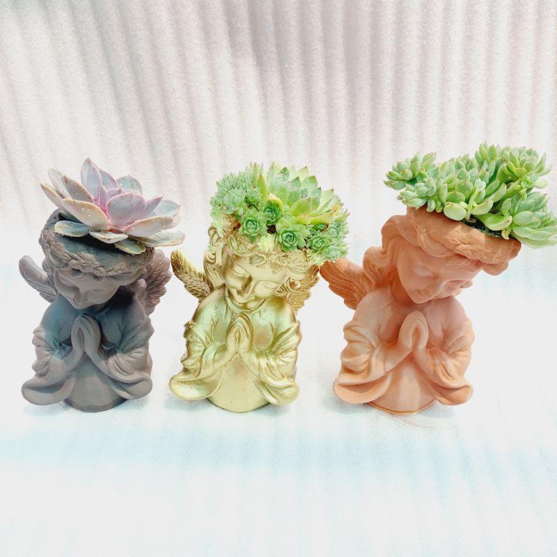 Chậu đất nung Bình Dương, bé gái Thiên Thần, đường kính miệng 11cm, chiều cao 25cm
